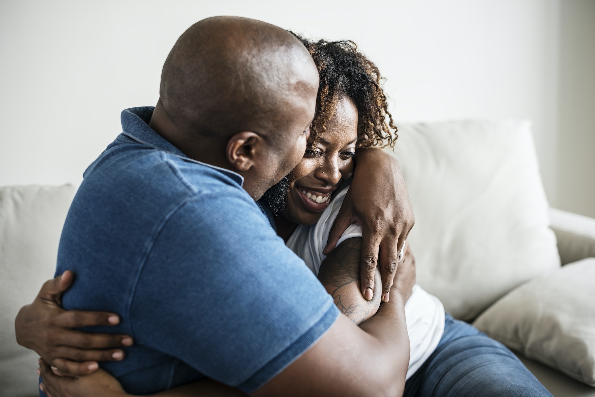 A cheerful black couple