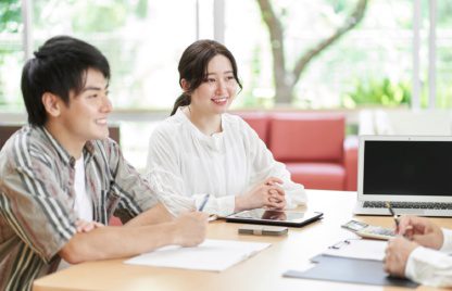 Young couple consulting on life plans